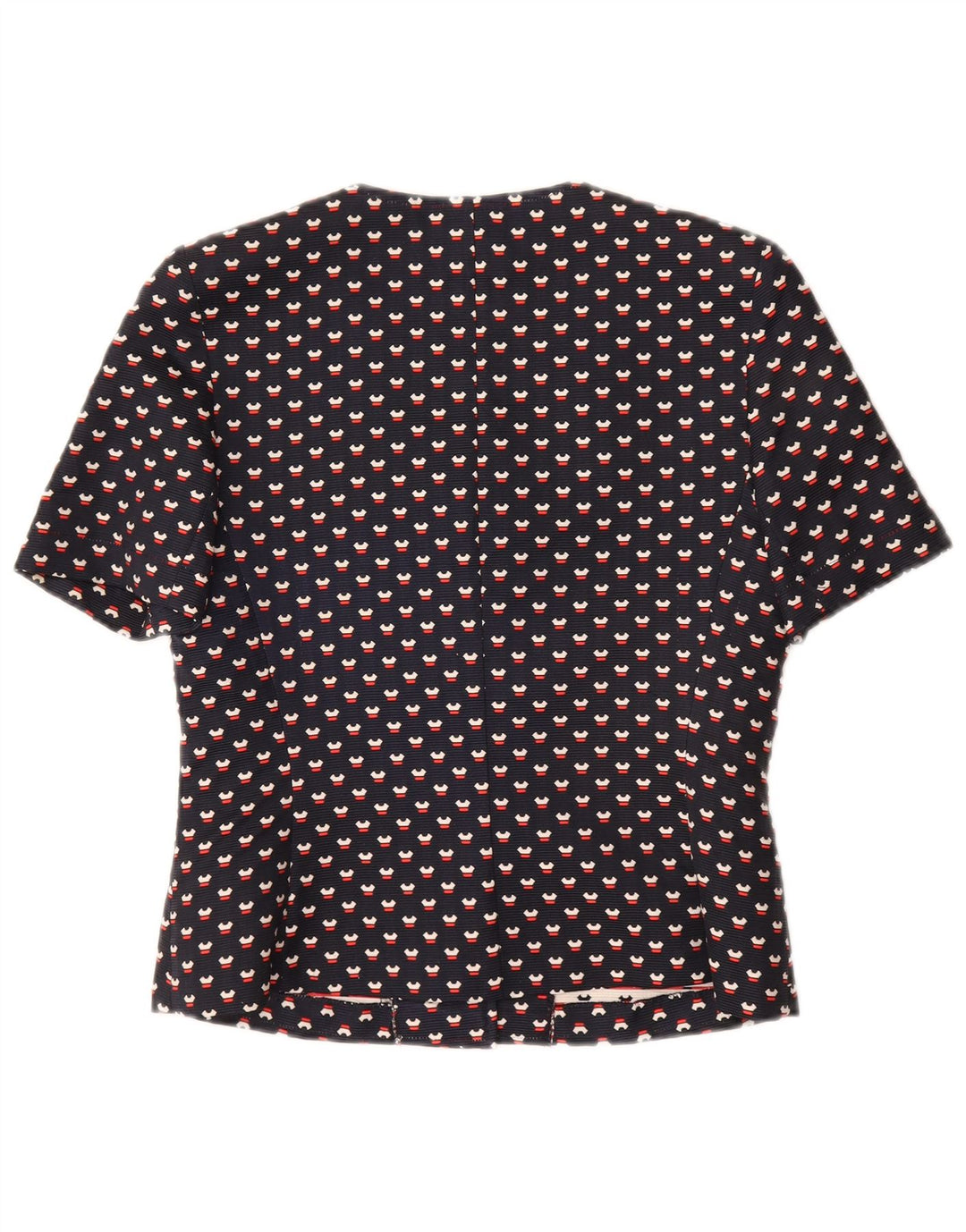 VINTAGE Womens 3 Button 2 Piece Set UK 12 Medium Navy Blue Spotted