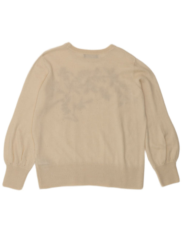 Marks & Spencer Womens Boat Neck Jumper Sweater UK 14 Large Off White