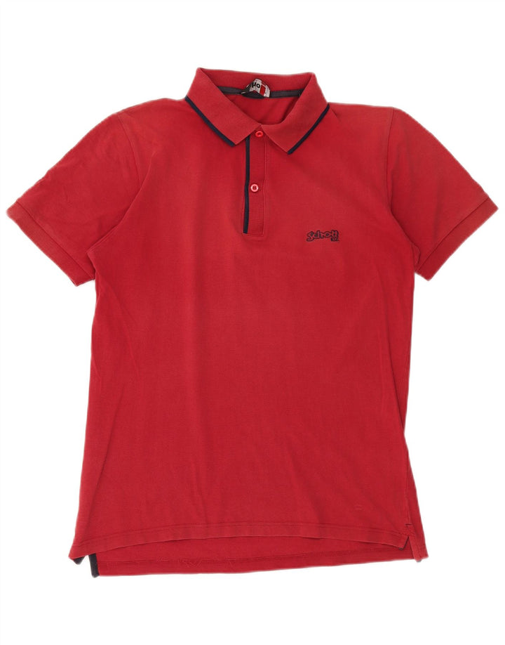 SCHOTT Mens Polo Shirt Large Red Cotton