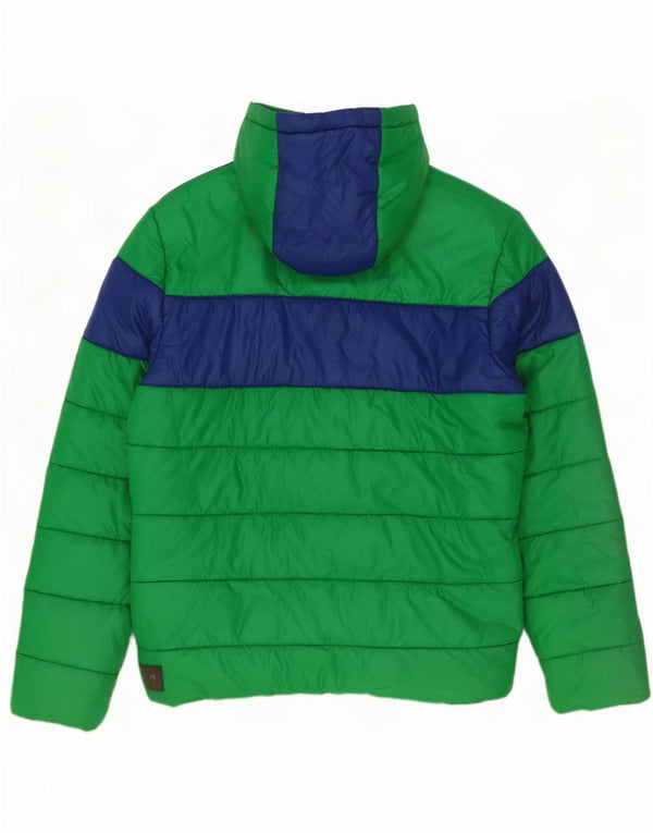 Puma Mens Hooded Padded Jacket UK 40 Large Green Colourblock Polyester