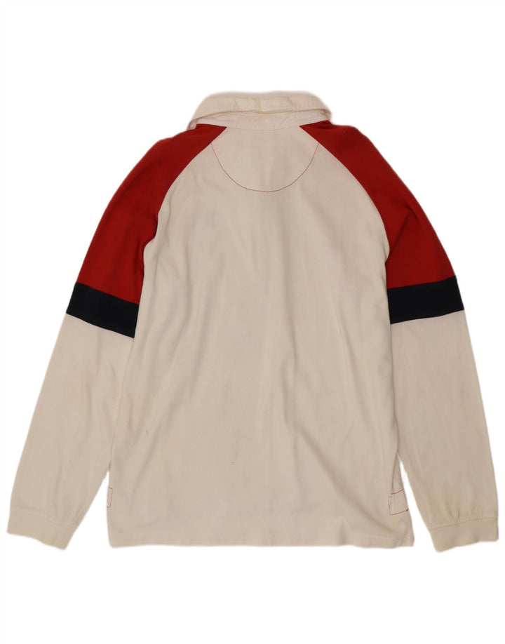 NIKE Mens Long Sleeve Rugby Polo Shirt UK 45/47 XL White Colourblock