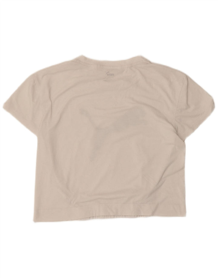 Puma Womens Crop Graphic T-Shirt Top UK 10 Small White Polyester