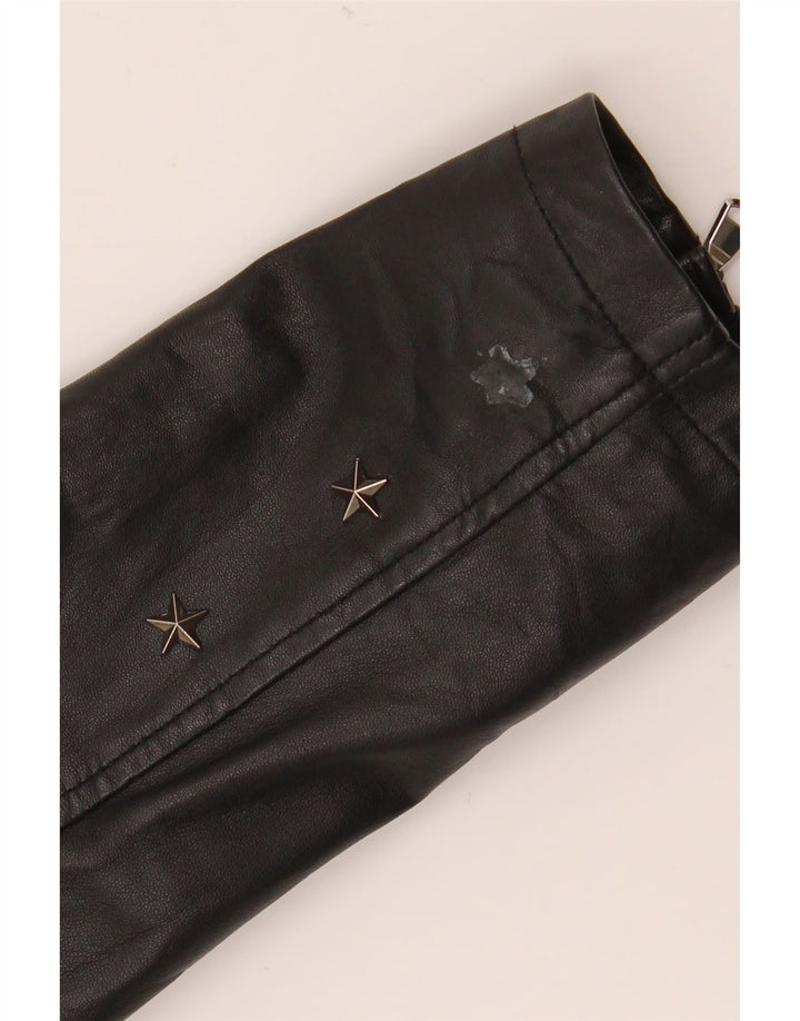 Conbipel Womens Leather Biker Jacket IT 40 Small Black Leather