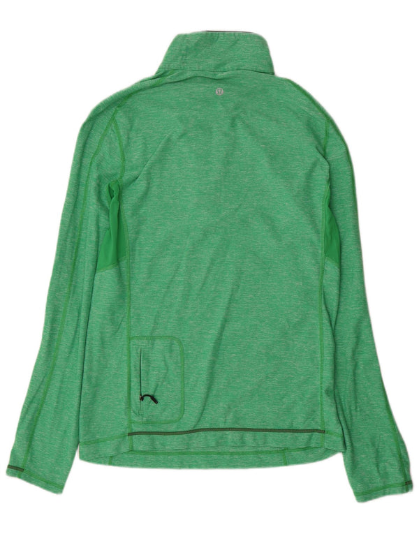 Lululemon Mens Zip Neck Pullover Tracksuit Top Medium Green Flecked Nylon