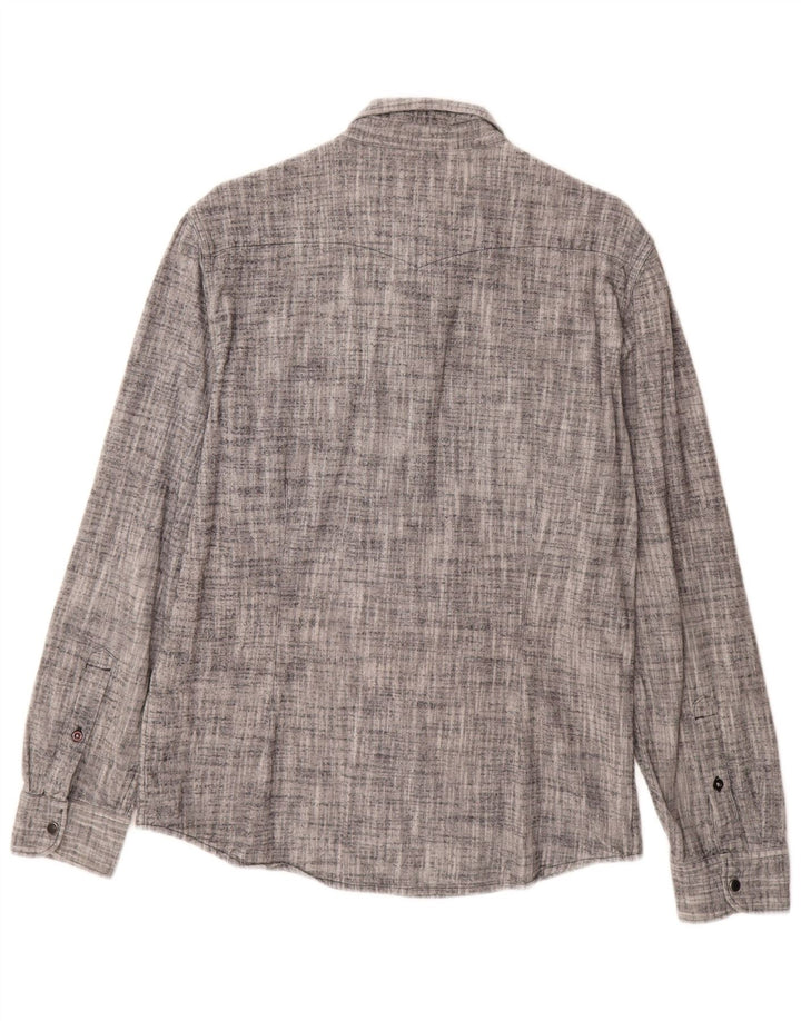 Lee Mens Slim Fit Flannel Shirt Large Grey Flecked Cotton