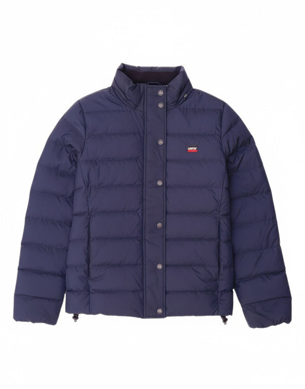 LEVI'S Womens Oversized Hooded Padded Jacket UK 10 Small Navy Blue