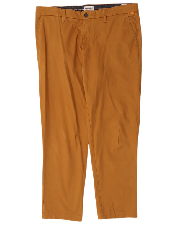 Timberland Mens Straight Chino Trousers W36 L29 Brown Cotton