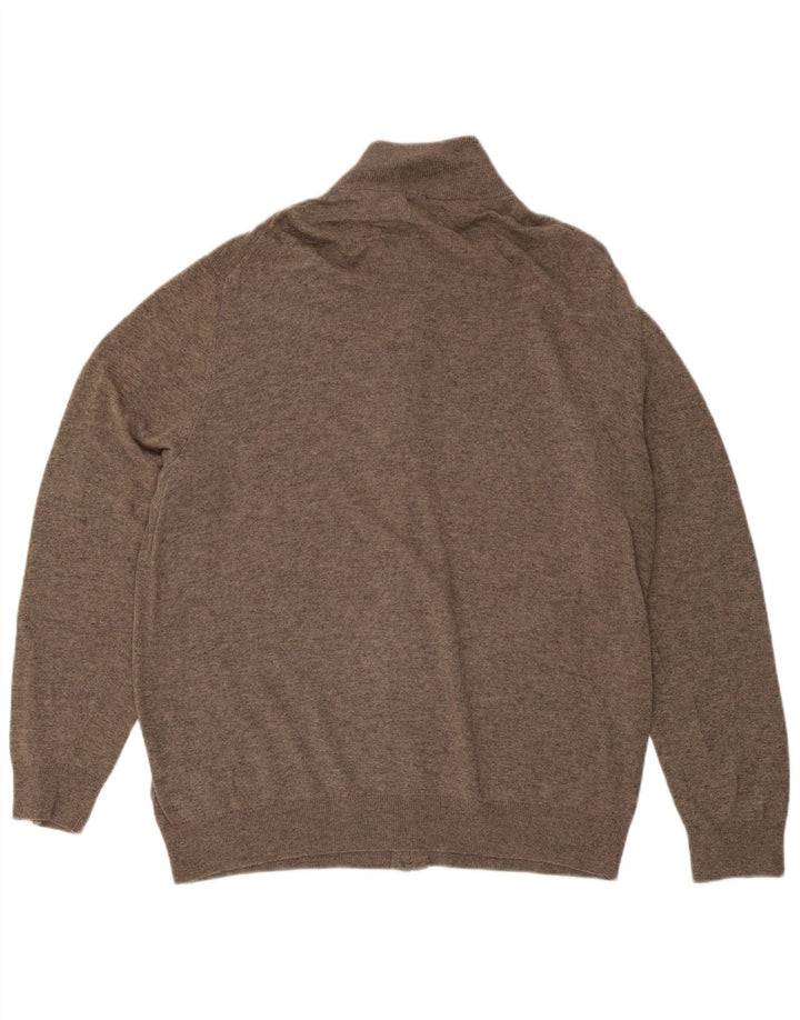 GANT Mens Cardigan Sweater 3XL Brown Flecked Wool