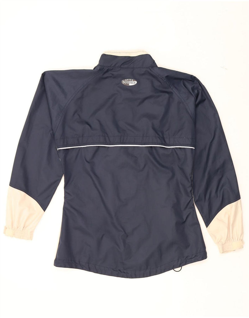 ASICS Womens Oversized Tracksuit Top Jacket UK 6 XS  Navy Blue Colourblock Vintage Asics and Second-Hand Asics from Messina Hembry 