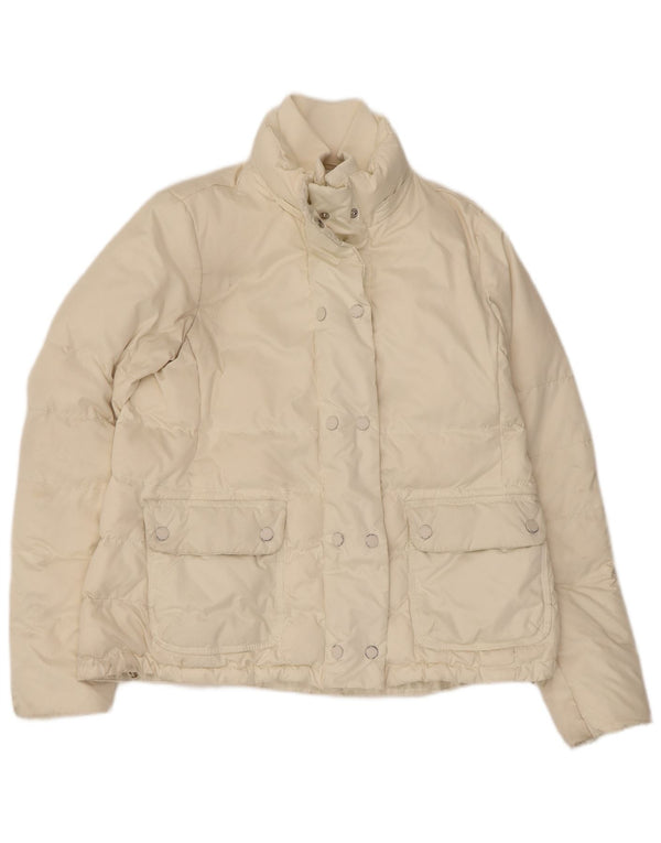 Tommy Hilfiger Womens Padded Jacket UK 14 Medium Off White Polyester