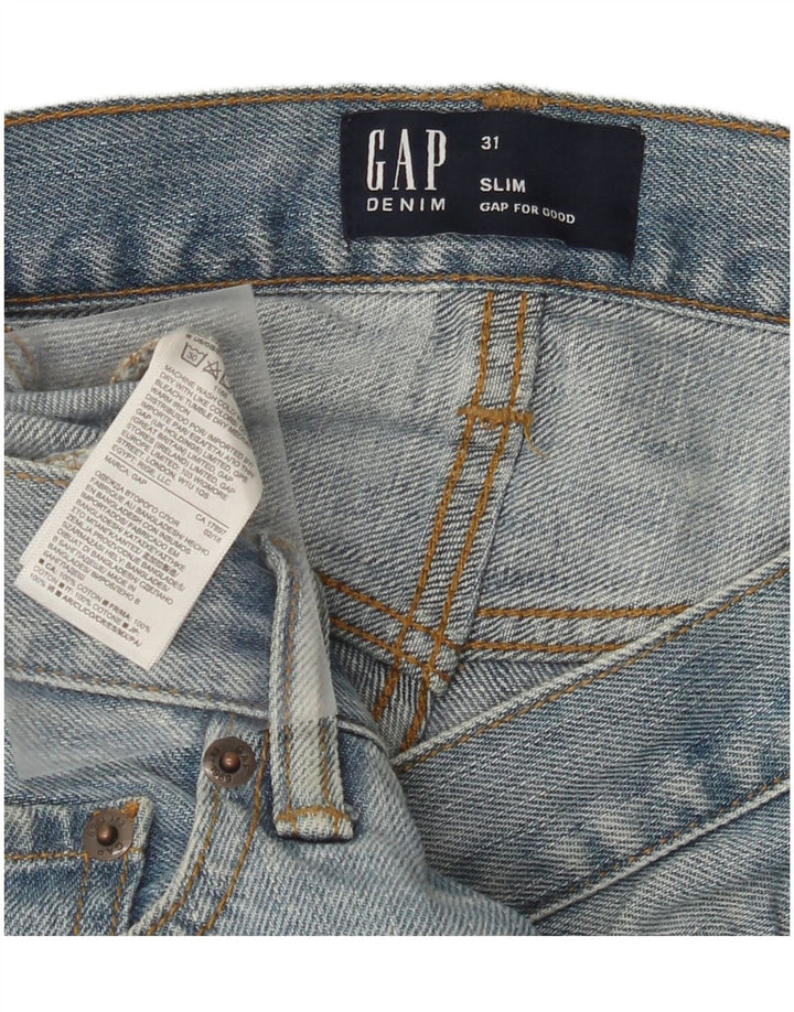 GAP Mens Distressed Slim Denim Shorts W31 Medium Blue Cotton