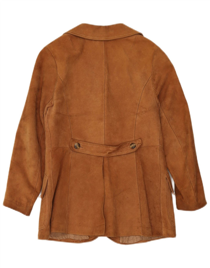 VINTAGE Womens 3 Button Suede Blazer Jacket IT 42 Medium Brown