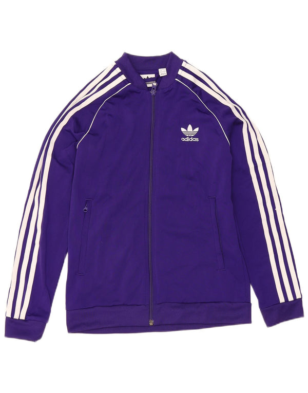 Adidas Boys Tracksuit Top Jacket 11-12 Years Purple Polyester