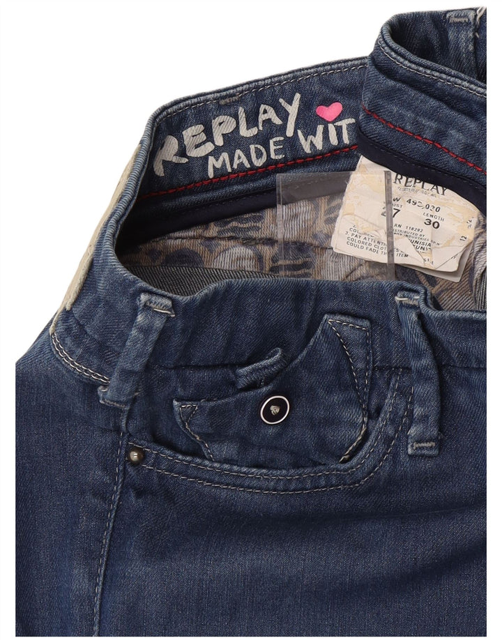 Replay Womens Slim Jeans W27 L27 Blue Cotton