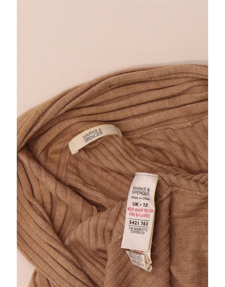 Marks & Spencer Womens Asymmetric Cardigan Sweater UK 12 Medium Brown