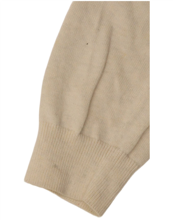 TOMMY HILFIGER Mens Zip Neck Jumper Sweater Large Off White Cotton