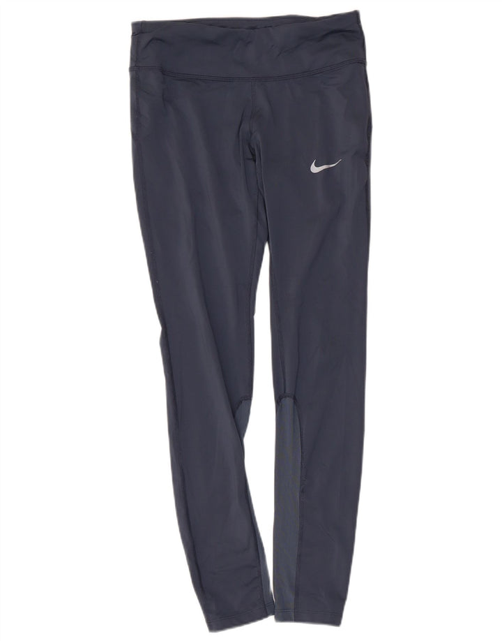 NIKE Womens Dri Fit Leggings UK 10 Small  Navy Blue Polyester