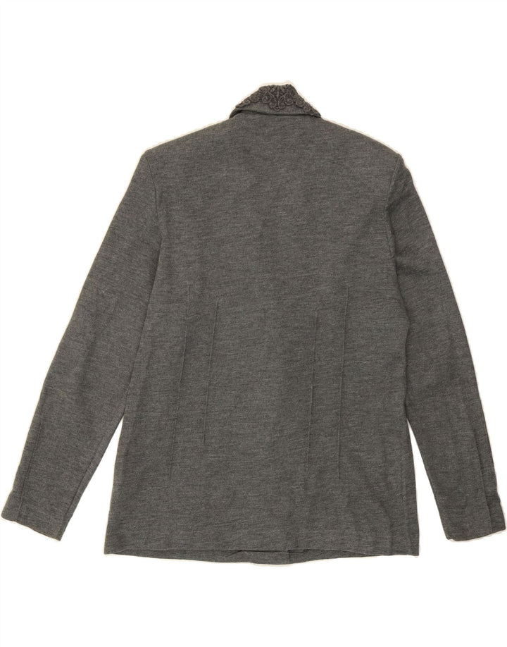 VINTAGE Womens 4 Button Blazer Jacket IT 50 XL Grey Acrylic Vintage Vintage and Second-Hand Vintage from Messina Hembry 