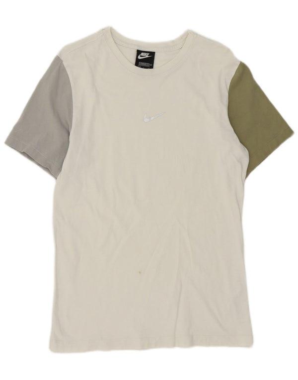 Nike Mens Standard Fit T-Shirt Top Small White Colourblock Cotton