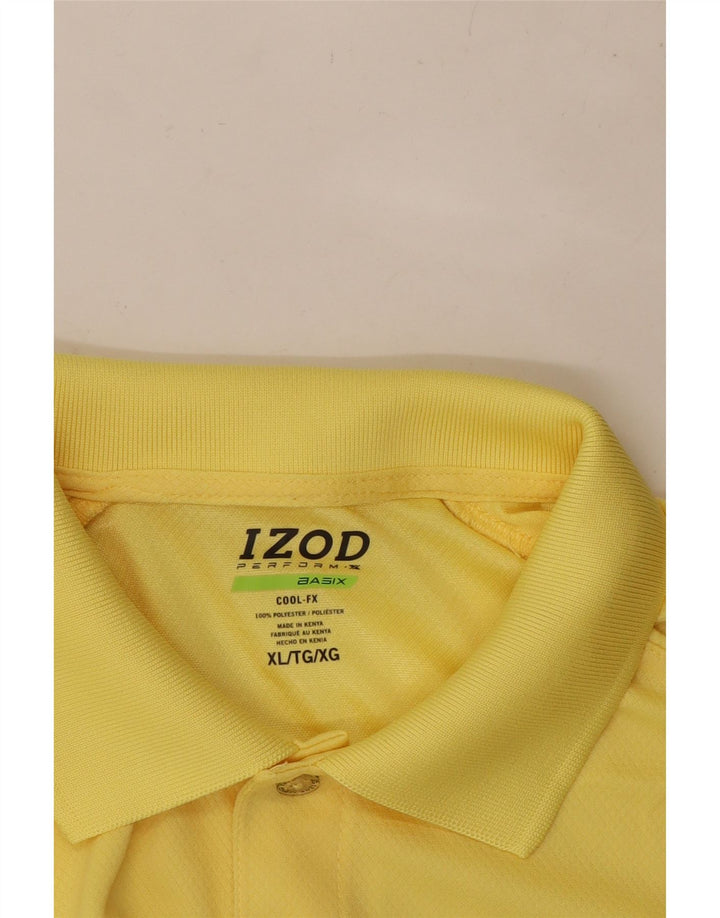 IZOD Mens Golf Polo Shirt XL Yellow Polyester