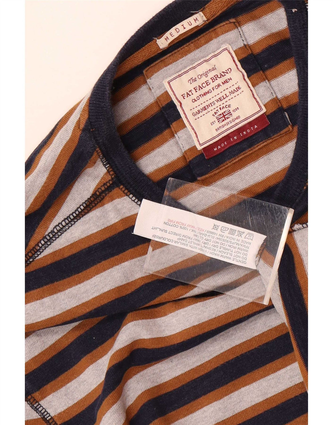 Fat Face Mens Regular Top Long Sleeve Medium Multicoloured Striped Cotton