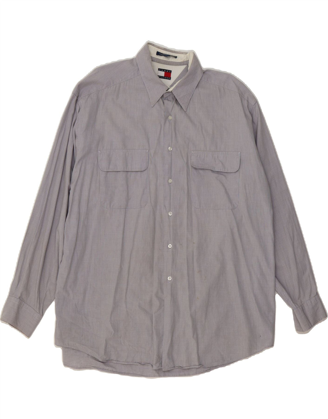 TOMMY HILFIGER Mens Shirt Size 17 XL Blue Check Vintage Tommy Hilfiger and Second-Hand Tommy Hilfiger from Messina Hembry 