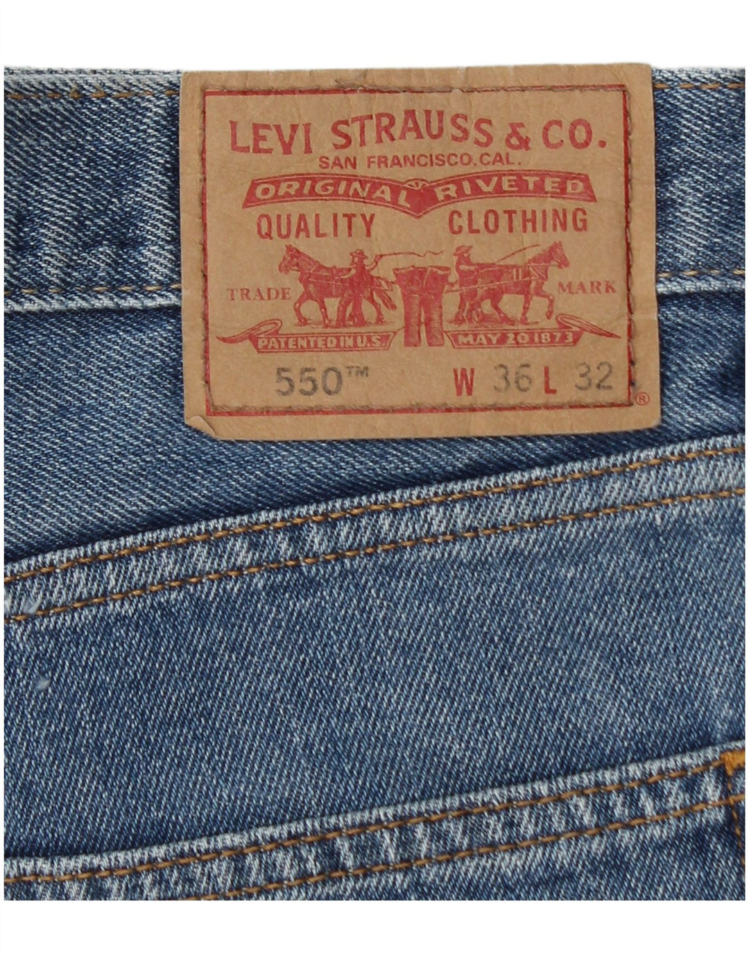 LEVI'S Mens 550 Relaxed Fit Straight Jeans W36 L32  Blue Cotton