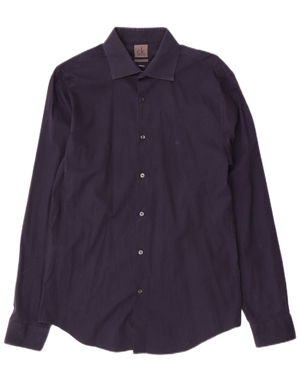 Calvin Klein Mens Slim Fit Shirt Size 40 15 3/4 Medium Navy Blue