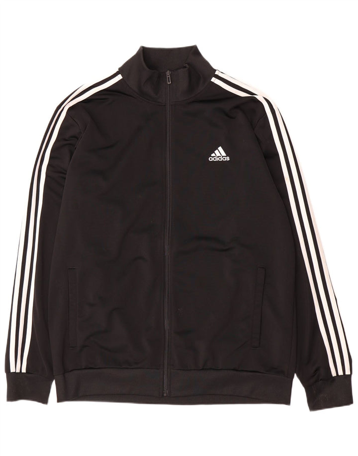 Adidas Mens Tracksuit Top Jacket Large Black Polyester Sports