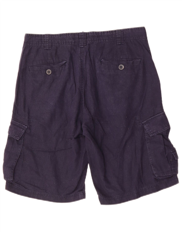 Bromfield Mens Cargo Shorts W32 Medium Navy Blue Linen
