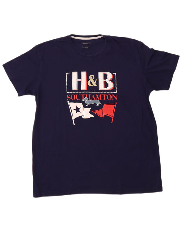 HARMONT & BLAINE Mens Narrow Fit Graphic T-Shirt Top 3XL Navy Blue Cotton