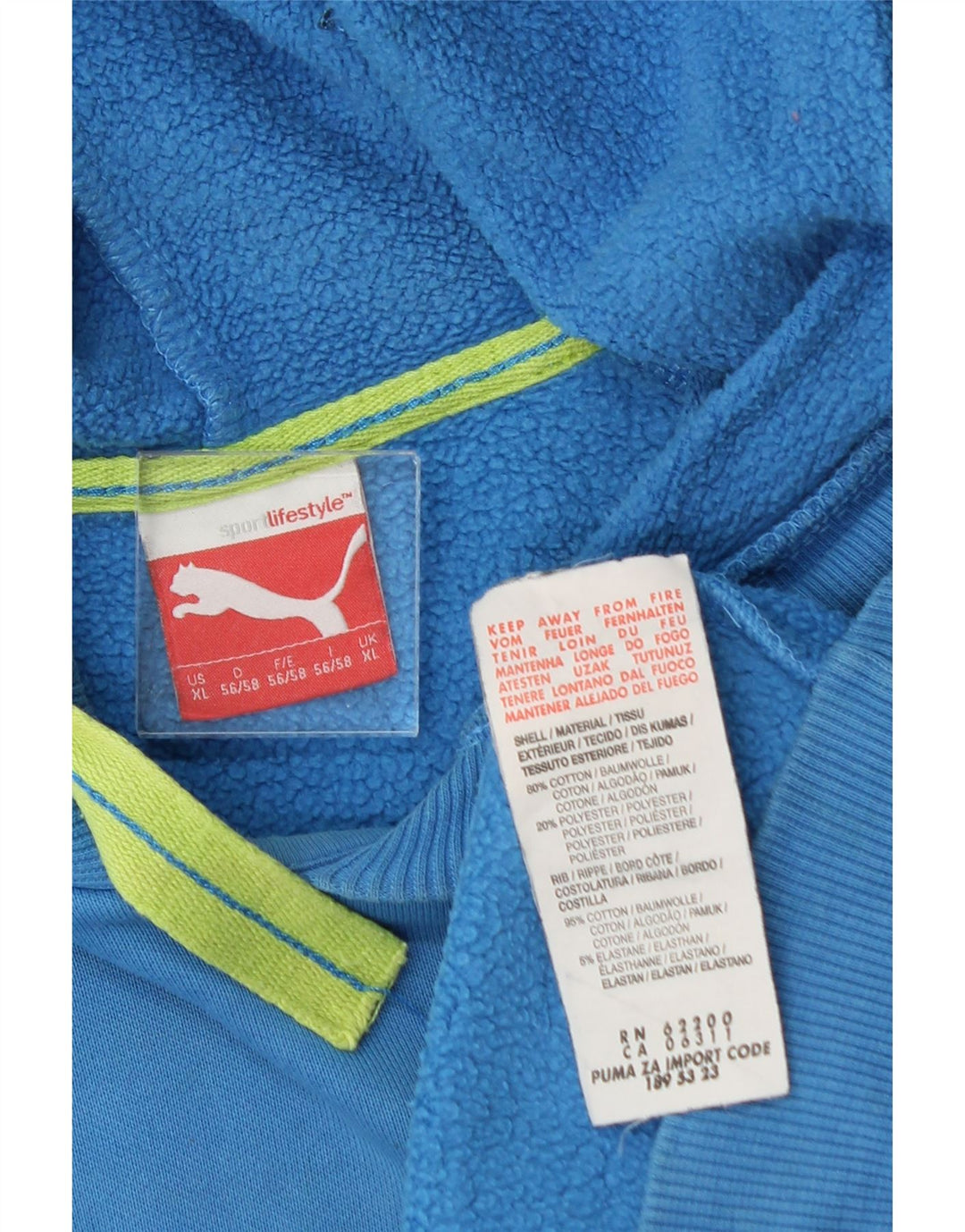 PUMA Mens Graphic Hoodie Jumper Medium Blue Cotton Vintage Puma and Second-Hand Puma from Messina Hembry 