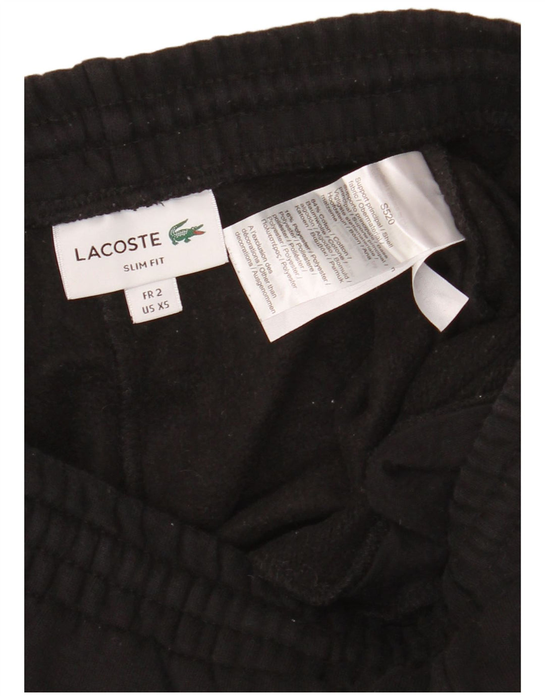 LACOSTE Mens Slim Fit Tracksuit Trousers Joggers Size 2 XS  Black Cotton