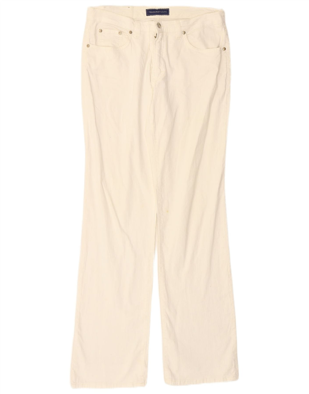 TRUSSARDI Mens Straight Casual Trousers IT 47 Small W31 L33 White Cotton