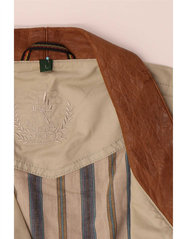 Vintage Mens Utility Jacket UK 40 Large Beige Cotton