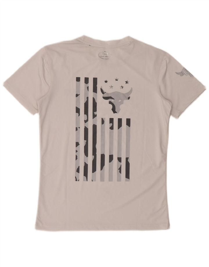 Under Armour Mens Heat Gear Graphic T-Shirt Top Medium White Polyester