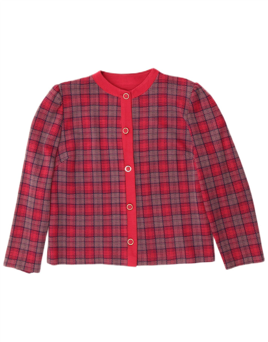 Vintage Womens 5 Button Blazer Jacket UK 14 Medium Pink Plaid Classic