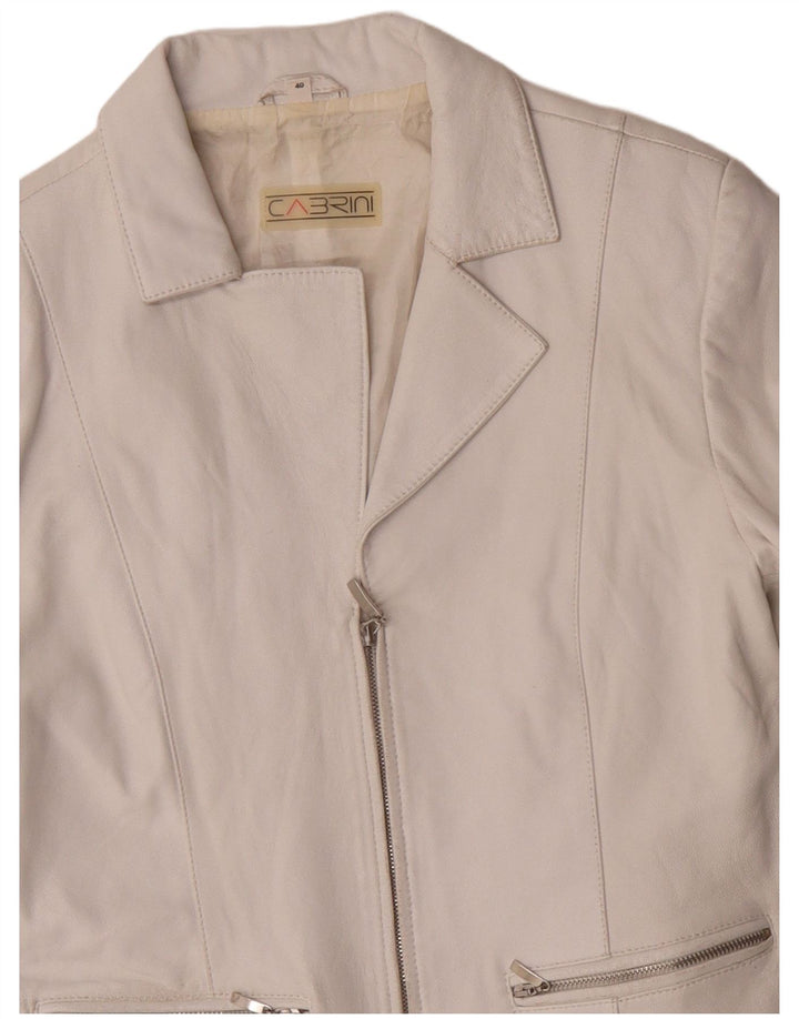 Cabrini Womens Leather Blazer Jacket IT 40 Small White Leather
