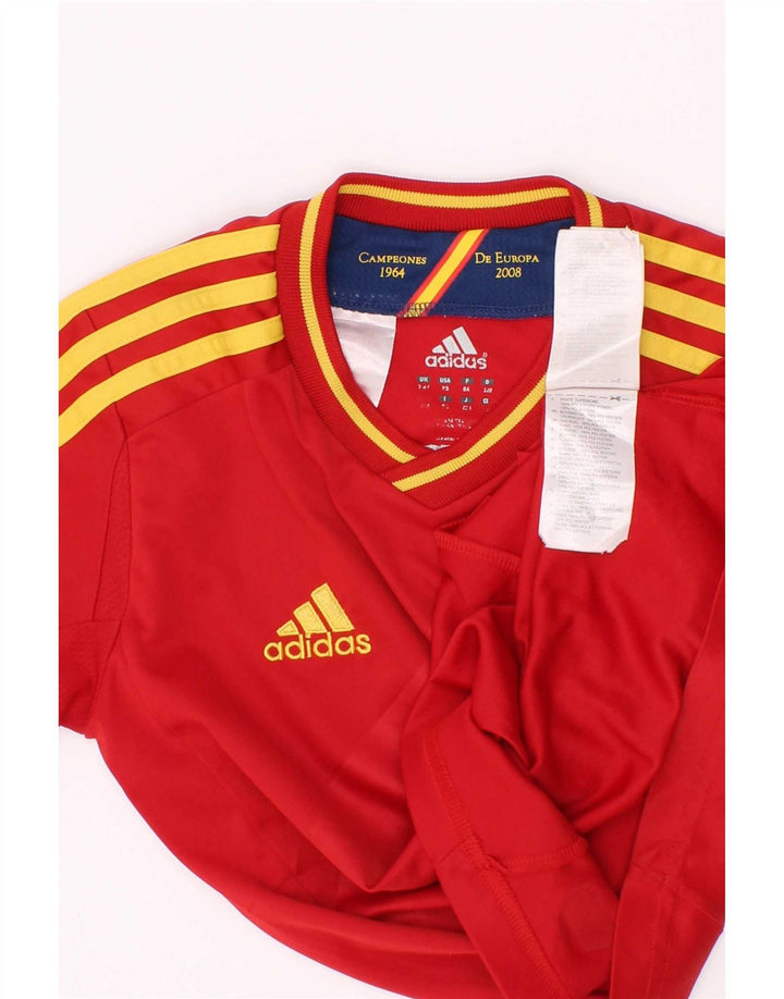 Adidas Boys Climacool T-Shirt Top 7-8 Years Red Striped Polyester