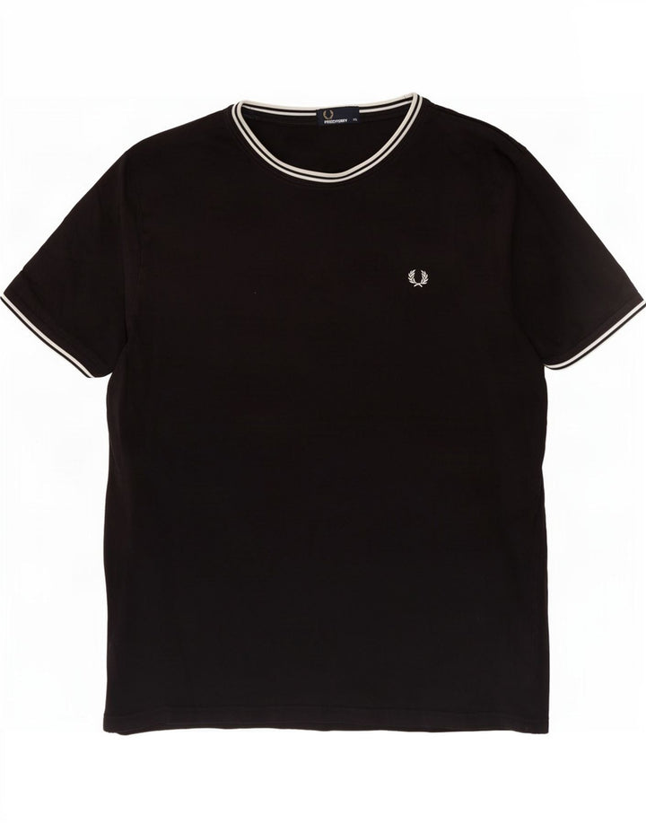 Fred Perry Mens T-Shirt Top 2XL Black Cotton