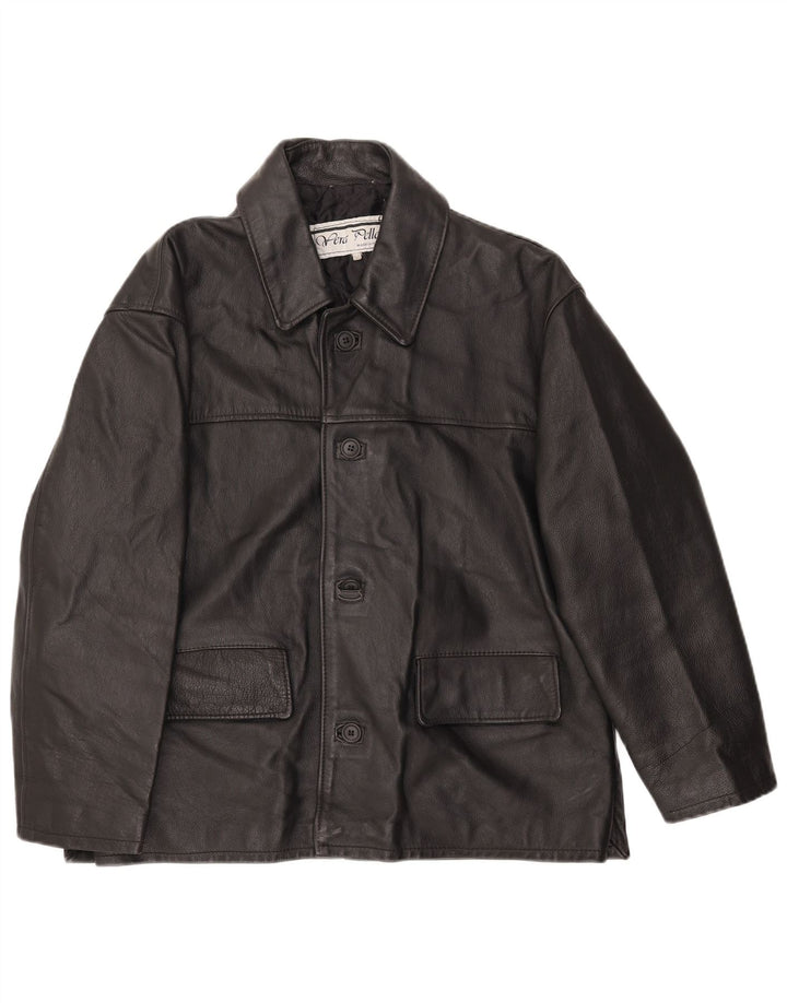 Vintage Mens Leather Jacket IT 50 Large Black Leather