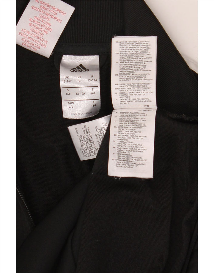 Adidas Boys Tracksuit Top Jacket 13-14 Years Black Polyester