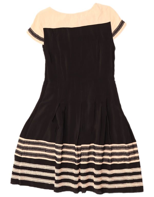 Monsoon Womens A-Line Dress UK 12 Medium Black Colourblock Viscose