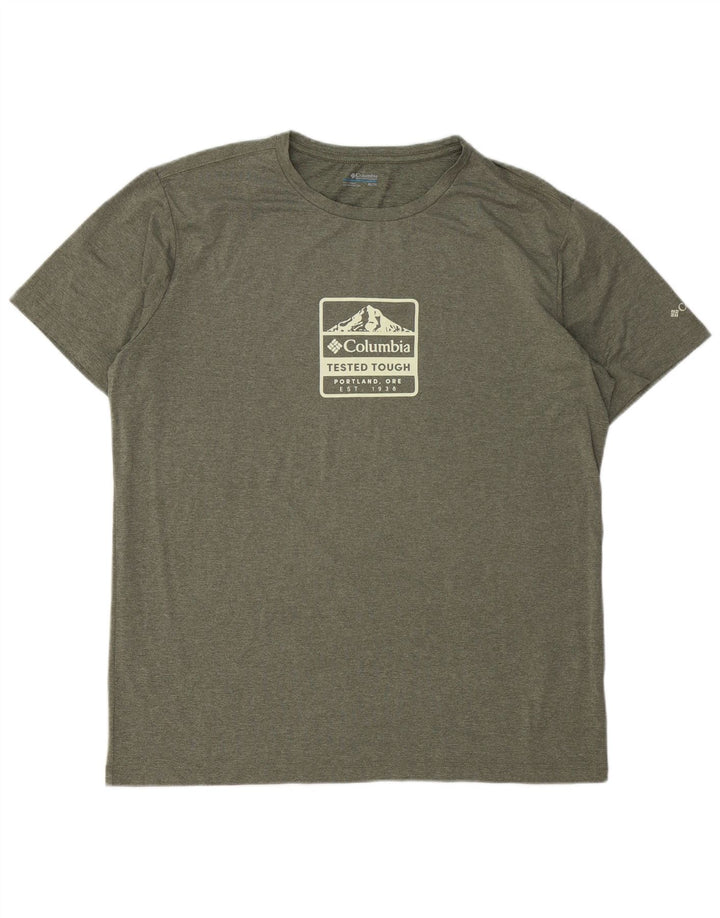 COLUMBIA Mens Graphic T-Shirt Top XL Khaki Polyester