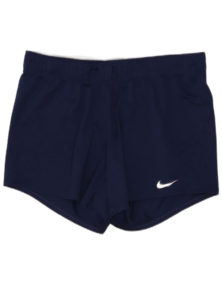Nike Womens Dri Fit Sport Shorts UK 12 Medium Navy Blue Polyester