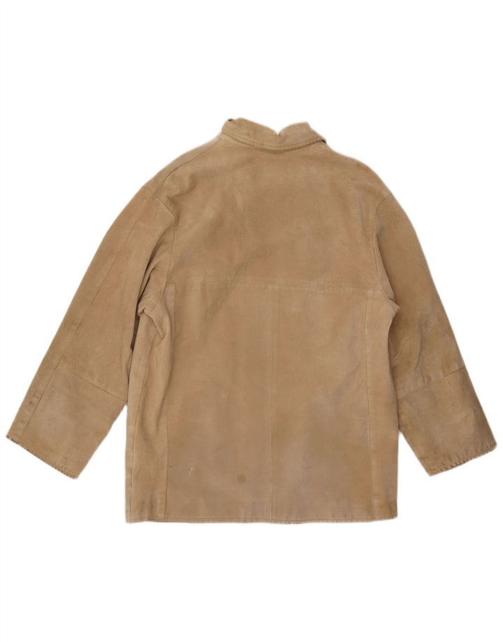 VINTAGE Womens Suede Jacket IT 44 Medium Beige