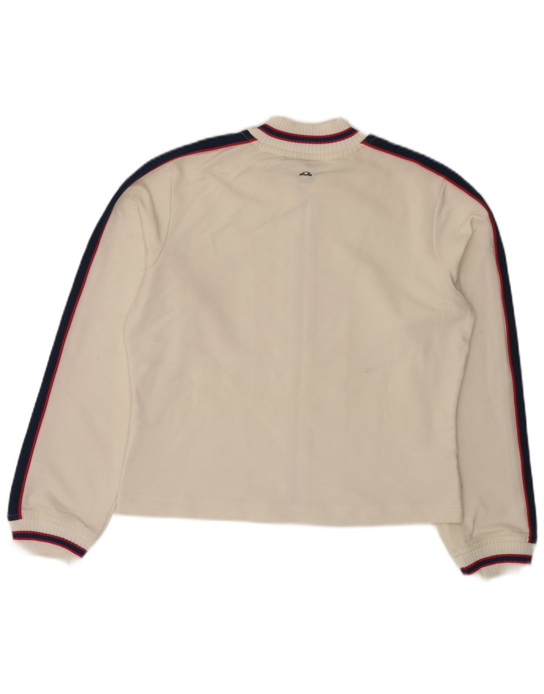 ELLESSE Womens Crop Tracksuit Top Jacket UK 12 Medium Off White Polyester