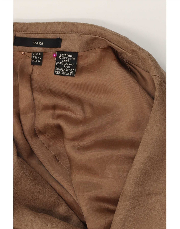Zara Mens 2 Button Blazer Jacket EU 54 XL Beige Polyester