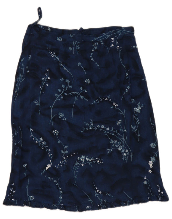 Vintage Girls Tulip Skirt 9-10 Years W24 Navy Blue Floral