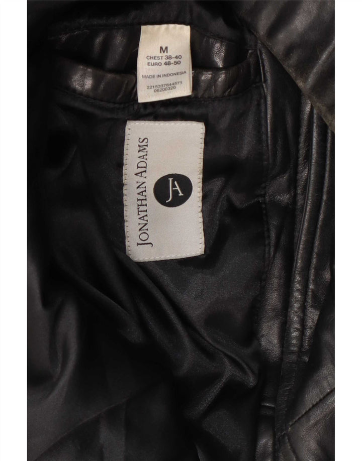 Jonathan Adams Mens Leather Coat UK 38 Medium Black